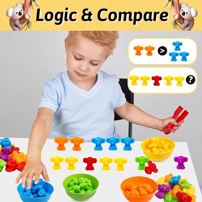 Counting Koalas Toys Matching Games with Sorting Bowls Sorting Toy for Toddlers Preschool Learning Activities for Math Color Sensory Montessori Fine Motor Skills Toys for 3 4 5 Years Old Boys Girls