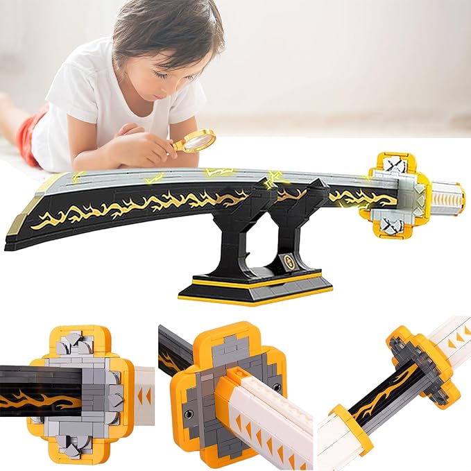 956pcs, 39inch for Sword Building Block Model, Samurai Sword Set with Scabbard and Stand, Best Gift for Anime Fans
