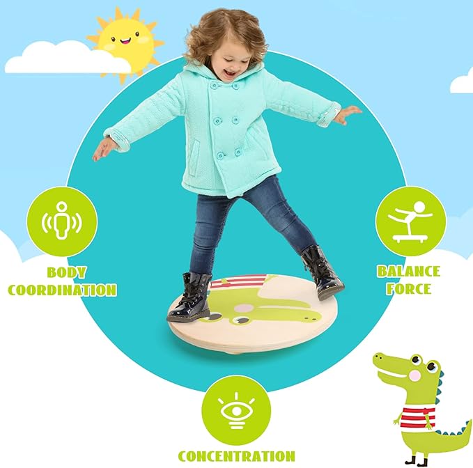 Wooden Balance Board With Crossed Base Balance Kids Rocking Seesaw Balance Board Sensory Training Rocking Board Balance Training Equipment Indoor Outdoor