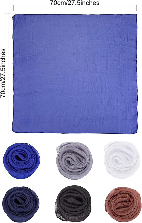 Boao 6 Pieces Chiffon Scarf 1950s Square Neck Head Scarfs Vintage Soft Polyester for Women Lady
