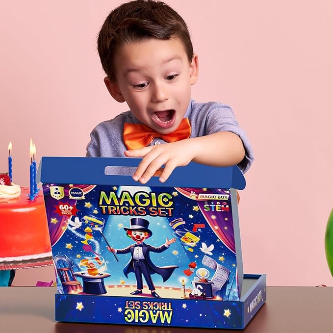 Magic Tricks Kit, 17 in 1 Magic Tricks for Kids Age 6 + with Step-by-Step Video Instructions for Each Trick from Professional, Christmas Halloween Birthday Gifts for Kids