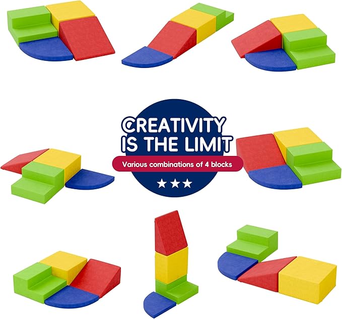 TOLEAD Large Baby Climbing Blocks 4pcs Climbing Toys for Toddlers - Ultra High Density Soft Foam Play Gym Equipment Easy Wash for Indoor Nursery