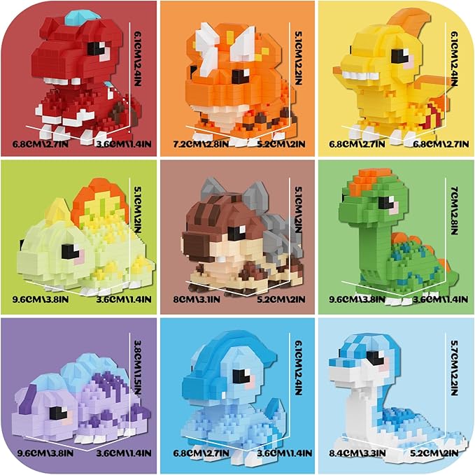 Dinosaur Micro Mini Building Block Sets Birthday& Party Gift for Kids, Animals Buildling Model Kits, Micro Mini Bricks Dino World Series Toys for Kids（9 Boxes）