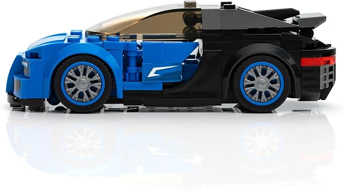 Block Builder Bugatti Racing Car Building Block Set (237 Pieces). Racing Car Building Blocks for Kids and Adults (Blue)