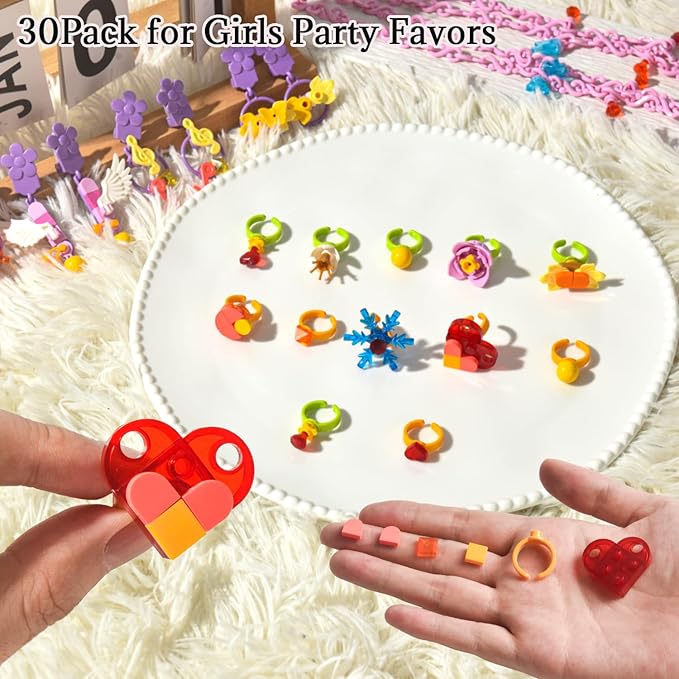 Xgmadiles Party Favors for Kids 3-12Y - 30Pack Mini Building Blocks Set for Goodie Bags Stocking Stuffers Classroom Prizes Birthday Gifts, Creative DIY Jewelry Making Kits for Girls