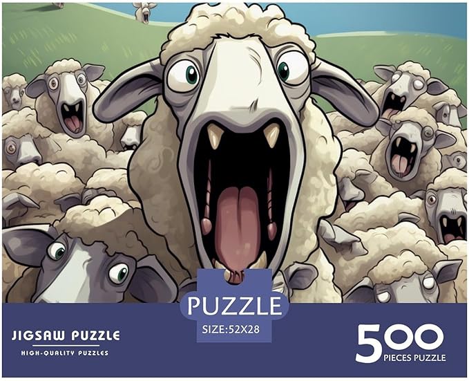 Sheep for Adults Fun Thickened Wooden Jigsaw Puzzles 500 Piece 3D Animal Stress Relief Home Decoration Toy Intellectual Game Education Game Challenge Educational 500pcs (52x38cm)