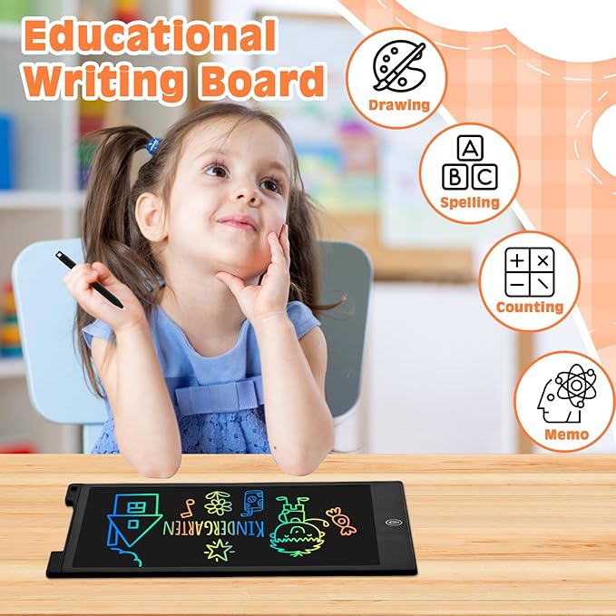 cimetech LCD Writing Tablet, 12 Inch Kids Toys Doodle Board, Toddler Toys for 3-8 Year Old Girls Boys, Travel Essentials Drawing Pad, No Mess Coloring Books (Black)