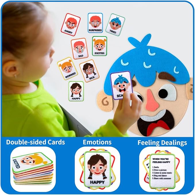 Children's Felt Expression Face DIY Activity Toy, Children's Social Emotional Learning Activity Expression Board Emotional Expression, Educational Puzzle Game Early Education