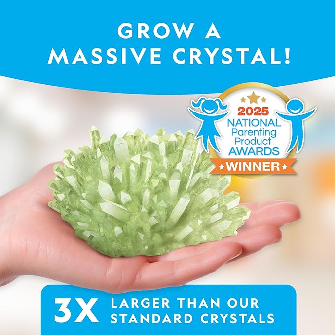 National Geographic Jumbo Crystal Growing Kit - Grow Your Own Giant Glow in The Dark Crystal in a Few Days, Science Kit, Grow Crystals for Kids, STEM Toys (Amazon Exclusive)
