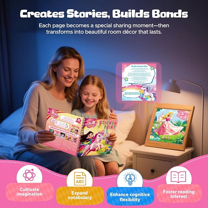 2PCS Paint by Number Sticker Book Travel Activities Essentials for Girls Kids Ages 4-10 Road Trip & Airplane Toys & Long Car Rides, Birthday Present, Preschool Classroom Party Gifts