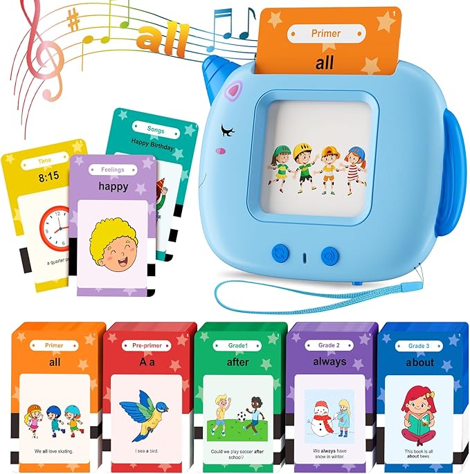 Talking Flash Cards for Toddlers Learning: Alphabet Learning Toys - Matching Spelling Games with 224 Sight Words - Montessori Toys for 3 4 5 6 Years Old Kids (Blue-336 Sight Words)