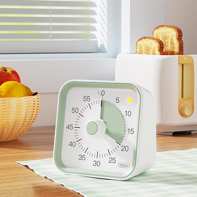 Visual Timer for Kids with Pause Function, 60 Minute Countdown Timer for Kids Desk Study, Teaching, Kitchen Cooking, Office Meetings, Time Management for ADHD (White)