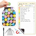 JJPRO Magnetic Daily Checklist for Kids with Smiley Faces Reward Jar- 10" x5.5“ Dry Erase List Board for Toddlers,Home Chore Chart for Fridge,Magnetic Reward Jar Positive Behavior Training -Yellow