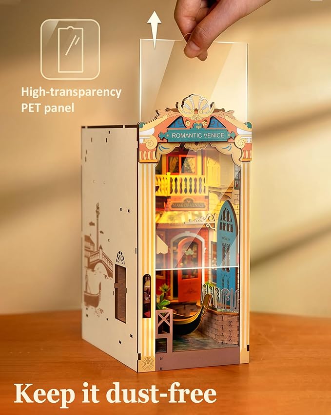 Rolife DIY Book Nook Kits for Adults 3D Wooden Puzzle-Bookshelf Insert Booknook-Miniature Kit-Gifts for Boys Girls (Romantic Venice)