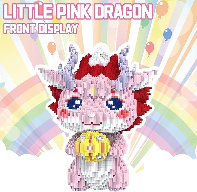 Pink Dragon Animal Mirco Building Block Sets Large Toys Gift for Adults and Kids 8100 Pieces