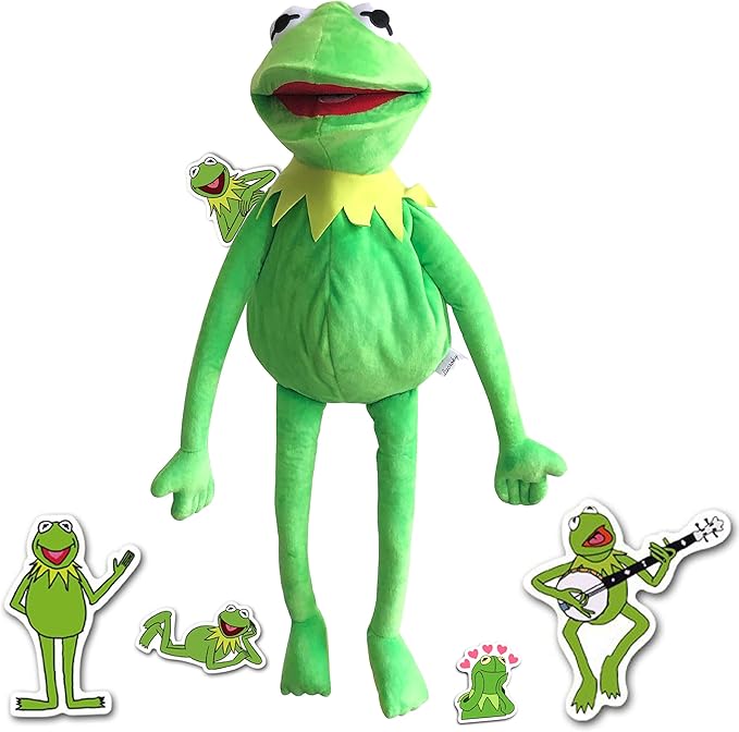 Lacroky Kermit Frog Puppet, Hand Kermit Puppet Soft Stuffed Plush Toy with Kermit The Frog Puppet Stickers, Gift Ideas for Holiday/Birthday for Boys and Girls - 24 Inches