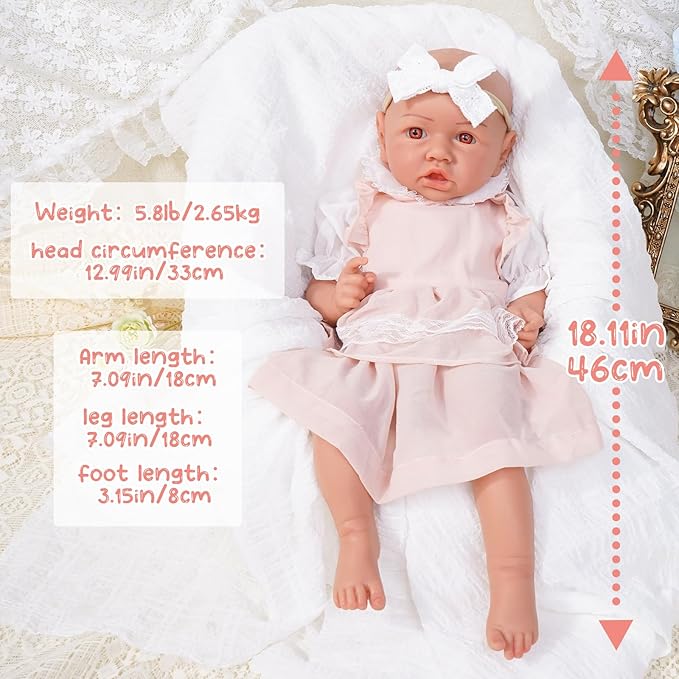 Reborn Baby Dolls Silicone Full Body 19.88in Weighted Real Life Open-Eyes Girl Dolls Lifelike Newborn Baby Soft Body Flexible Limbs Not Vinyl