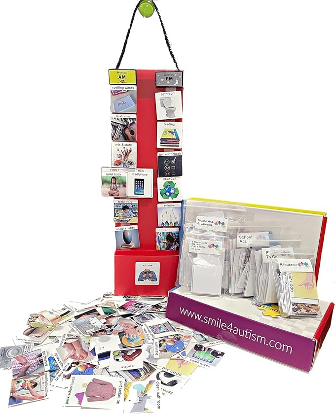 Visual Schedule for Kids – 133 Durable Plastic Picture Cards with Soft Loop Coins | Daily Routine & Chore Reward Chart for Home, School, Autism, ADHD & Special Needs Behavior Support