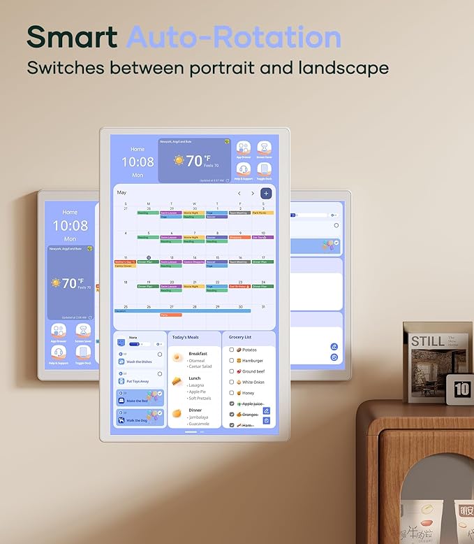 Cozyla Mate Digital Calendar+ 2: 24 Inch Wall Touch Screen Chore Chart Customize Dashboard Smart Electronic Calendar for Family Schedules Meal Planner Supports All Google Play Apps Wall Mount White