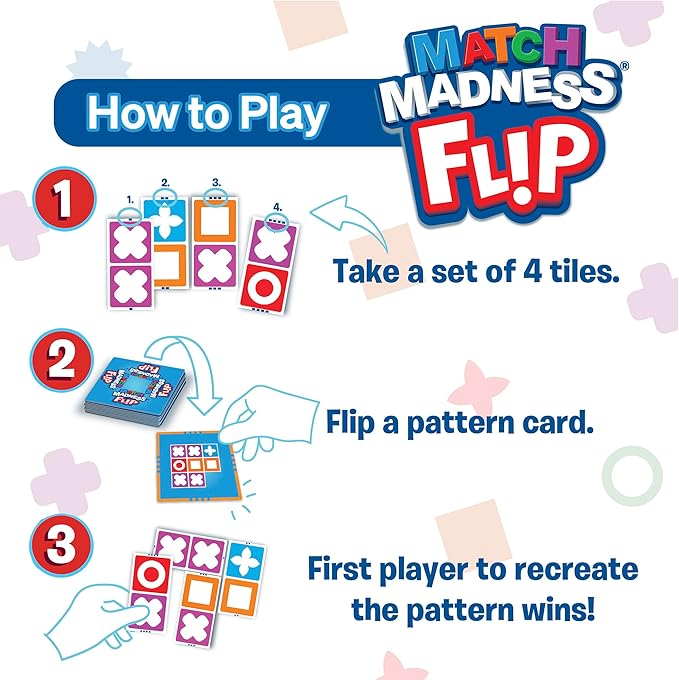 FoxMind Games: Match Madness Flip - Travel Sized Pattern Matching Puzzle Game, Develop Problem Solving-Logic-Fine Motor Skills, Kids 7+, 1-2 Players
