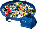 Lay-n-Go 2-in-1 Small Portable Drawstring Toys Storage Organizer and Play Mat for Room and Travel, Made for Kids and Toddlers with a Durable Patented Design