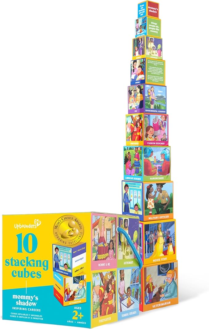 Upbounders® Stacking & Nesting Blocks | FSC®-Certified Educational Toy for Toddlers 2+ | Montessori-Inspired Learning Toy with Career-Themed Illustrations | Develops Fine Motor & Cognitive Skills