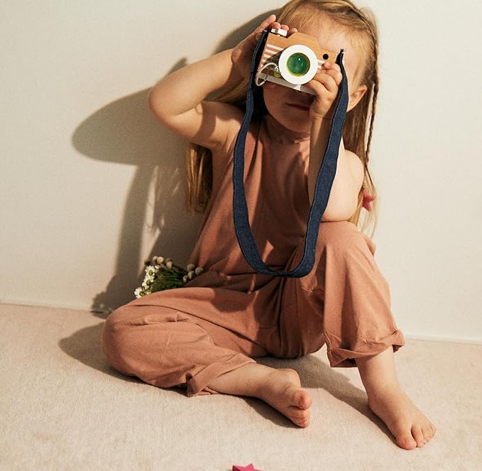 kiko+ Wooden Pretend Play Camera with Yellow & Kaleidoscope Lens for Toddlers and Kids