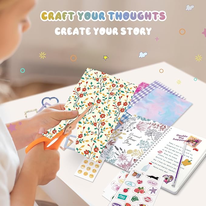 PERRYHOME DIY Journal Kit for Girls Ages 8-14, DIY Girl Journal Set for Teenage Girls Scrapbook & Diary Kits, Journaling Art Crafts Kit Teen 8 9 10 11 12 13 14 Year Old Girl Birthday Gifts - Purple