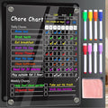 Acrylic Magnetic Chore Chart for Kids & Adult，12" x 9.5" Behavior Responsibility Reward Chart，at Home Clear Dry Erase Refrigerator Board for Multiple Kids & Teens(w/ 8 Markers & Towel)