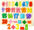 LovesTown Wooden Puzzles for Kids, Montessori Number and Shape Puzzles, Preschool Educational Toddler Puzzle Toys for Boys Girls