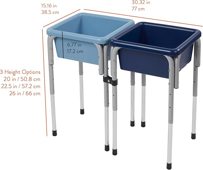 Double Sensory Table with Lids, Adjustable Table, Navy/Powder Blue