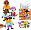 VKPI 4 Pieces EVA Foam Art Crafts Gift Kit, Creative Make Your Own Pirates, Cartoon Foam Paper Craft Projects for Kids Ages 4+ Toddler, Preschool Learning Toy for Birthday Party Favor Supplies