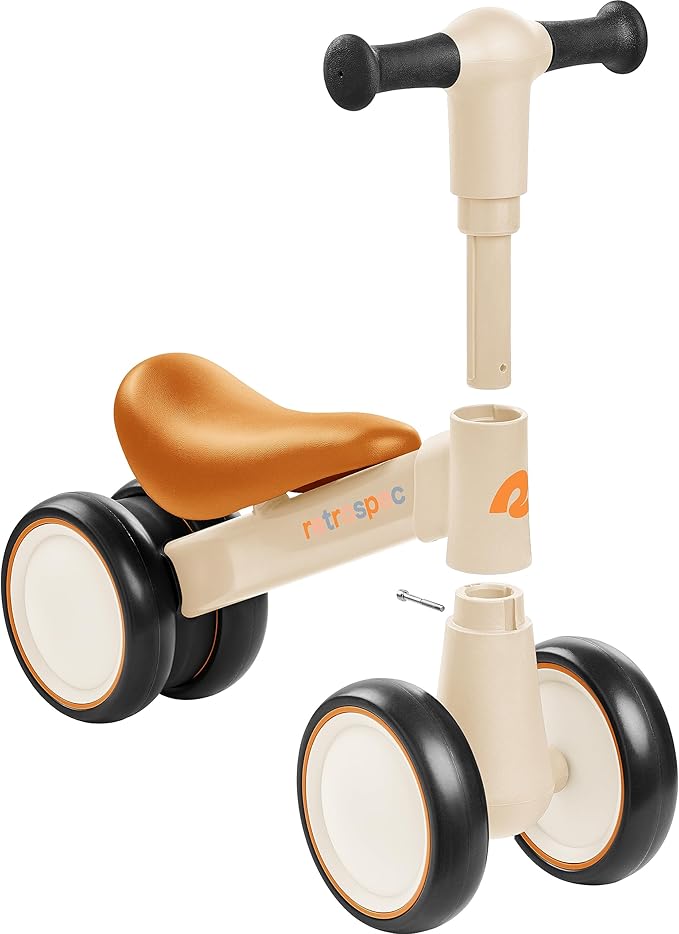 Retrospec Cricket 2 Baby Walker Balance Bike with 4 Wheels - Safe Learning Toy for Ages 12-24 Months - Scratch-Resistant Indoor Outdoor Toddler Riding Toy with Steering Limit & Soft Grips