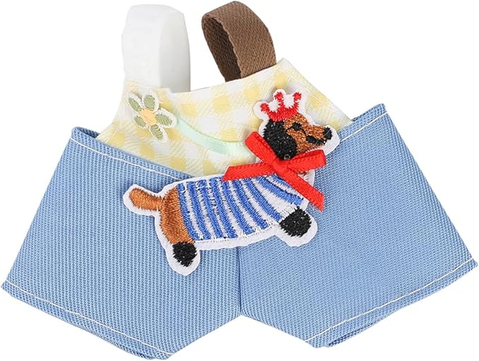 Doll Clothes for Labubu(NO Doll), for 17/15cm Plush Dolls, Clothing Suit Toy Figurine Outfit Set Dress Up with Kawaii Style Accessories, Multicolour Overall and Cute Hat or Headwear (LB103)