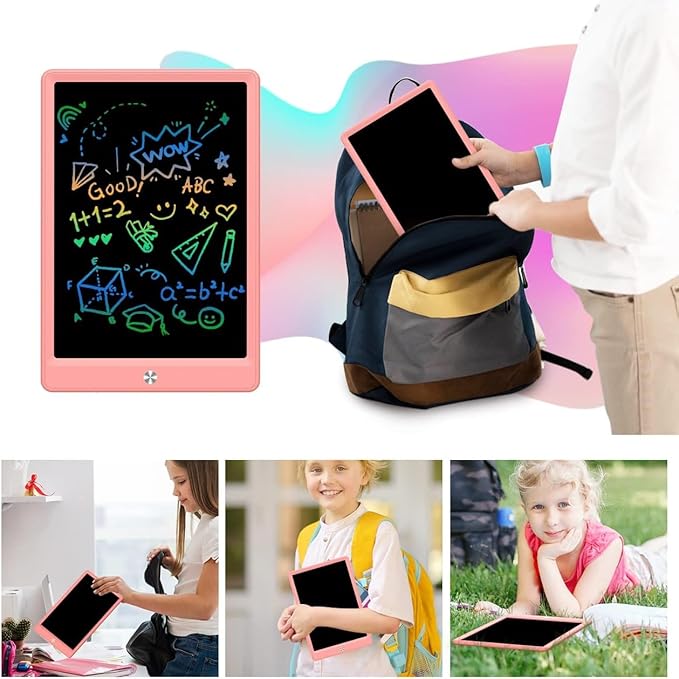 LCD Writing Tablet Doodle Board,10.5 inch Colorful Drawing Pad,Electronic Drawing Tablet, Drawing Pads,Travel Gifts for Kids Ages 3 4 5 6 7 8 Year Old Girls Boys (Pink)