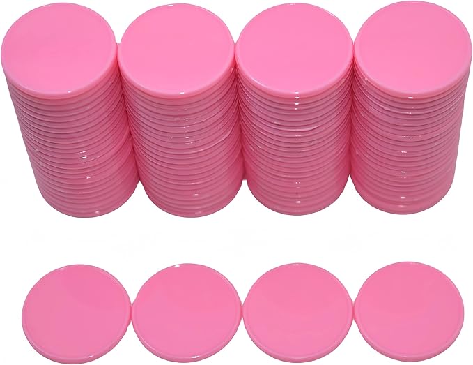 Smartdealspro Set of 100 1 Inch Opaque Plastic Learning Counters Mini Poker Chips Game Tokens with Storage Box (Pink)