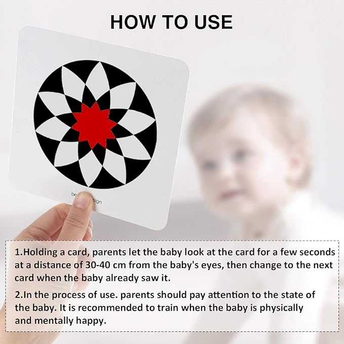 beiens High Contrast Baby Flashcards, Newborn Brain Development Toys, Visual Stimulation Learning Activity Cards, 20 PCs 40 Pages Educational Infants Gift (3-6 Months (Black & White & Color))