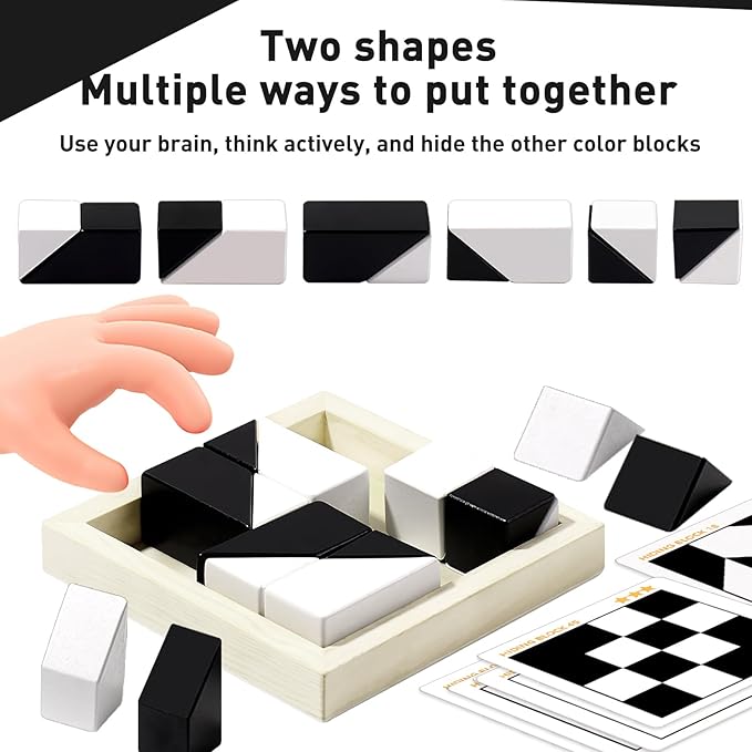 Block Puzzles Hidden Building Blocks for Kids, 3D Puzzle with Storage Tray Educational Assembly Puzzles Brain Teaser Games Game New Year's Gift for Early Education Ages 3+