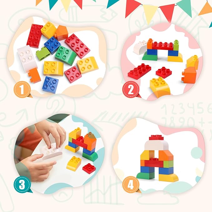 Building Blocks for Kids Toddlers, 76 Pieces Large-Size Building Blocks, Ideal STEM Toy for 3+ Year Old Kids