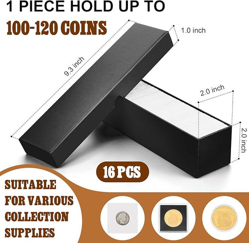 16 Pcs 2 x 2 Inch Coin Storage Boxes for Collectors, Silver Eagle Coin Holders for Collectors, Cardboard Single Cents Protector Case Box for Collection Supplies, Flip, Single Row