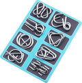 Metal Wire Puzzle Set，Brain Teaser Metals Puzzle ，Chinese Ring Magic Trick Toy for Party Favor Kids 7-14 and Adults Challenge (B(Metal))