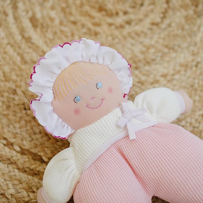Genius Baby Toys Cuddly Squishy Soft Doll - Pink Thermal Baby First Dolls for Infants - My First Dolly, Classic Vintage Design - Perfect as a Lovey