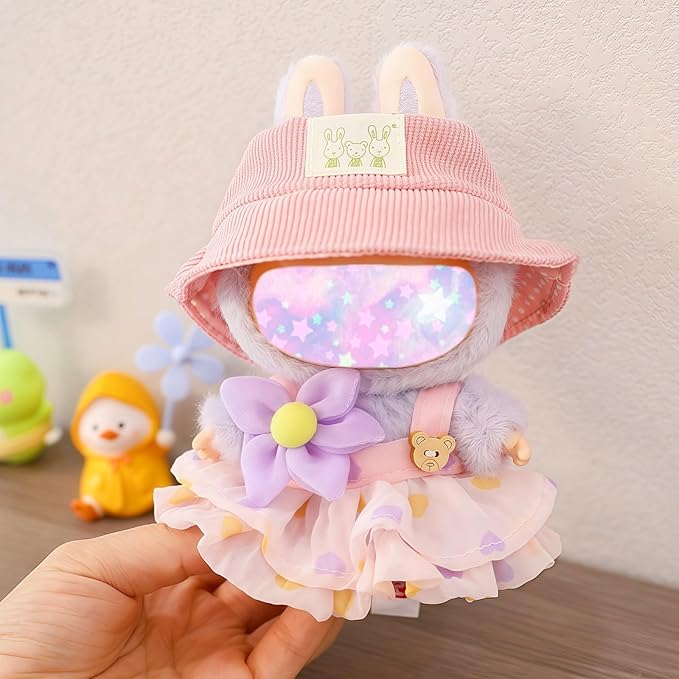 17cm Doll Clothes Set, 3 Pieces Dress Outfit Set for 6.7inch Doll Suit, Fashion Chic Hat & Clothes Accessories for 1st/2nd/3rd Gen Dolls Play & Display Pink
