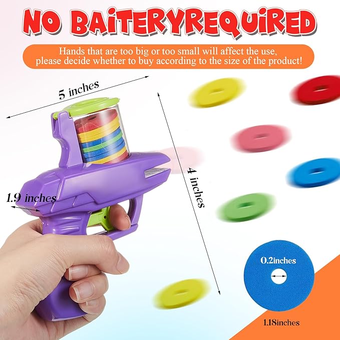 Sumind 2 Pcs Foam Disc Shooter Zip Shot Shooter Disc Launcher (Orange,Purple)