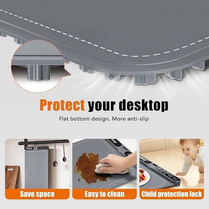 Warming Mat for Food, Food Warmers for Parties Buffet, Foldable Food Warming Mats for Countertops and Daily Use with Timer and 7 Temperature Levels, with one-touch heating button, 15"x23.6"