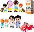 FUNERICA Dollhouse People Figures Playset - Dollhouse Family Little Play Figurines Doll House Accessories Toys -(Family Figures with Car, Pets, Doctor & Nurse)