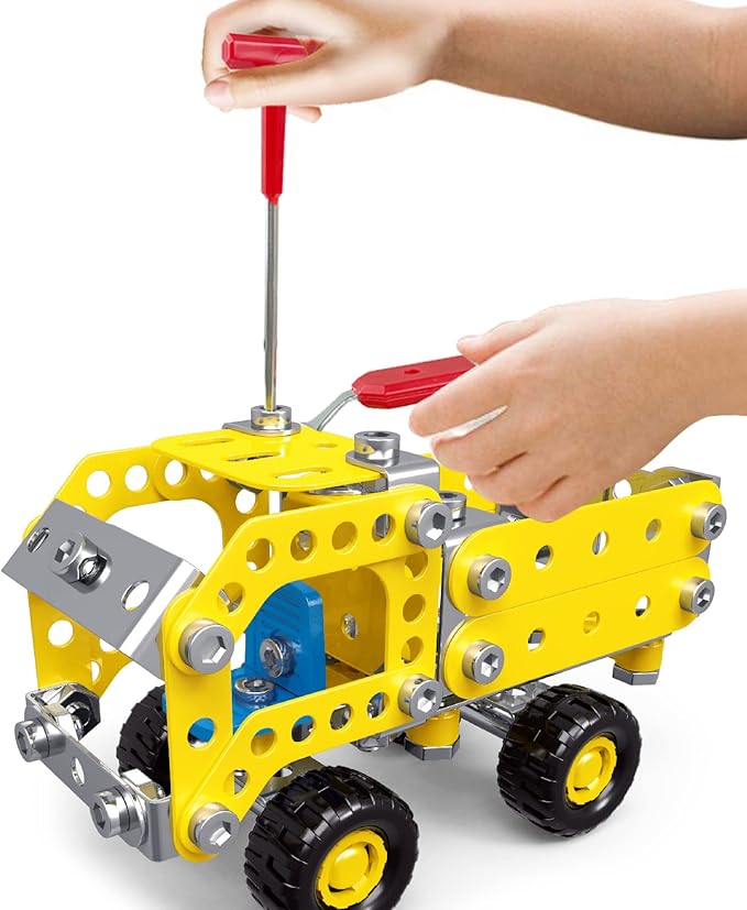 7 in 1 STEM Toys,Creative Set for Boys Age 8-12,Learning Engineering Kids Building Blocks Model Kits,Metal Construction Toys for Kids 8 9 10 11 12+ Year Old(180PCS No Motor)