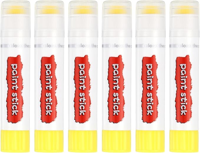 PATIKIL Tempera Paint Sticks, 6 Pcs Solid Tempera Paints Sticks Washable Bulk Markers Pen Quick Drying for Artists Beginners Art Supplies, Lemon Yellow
