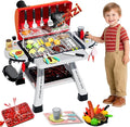 Barbecue Grill Toy Set, Kids BBQ Grill Playset with Smoke Sound Light Simulation Camping Cooking Interactive Toys Christmas Birthday Gift for Toddlers Girls Boys 2-6