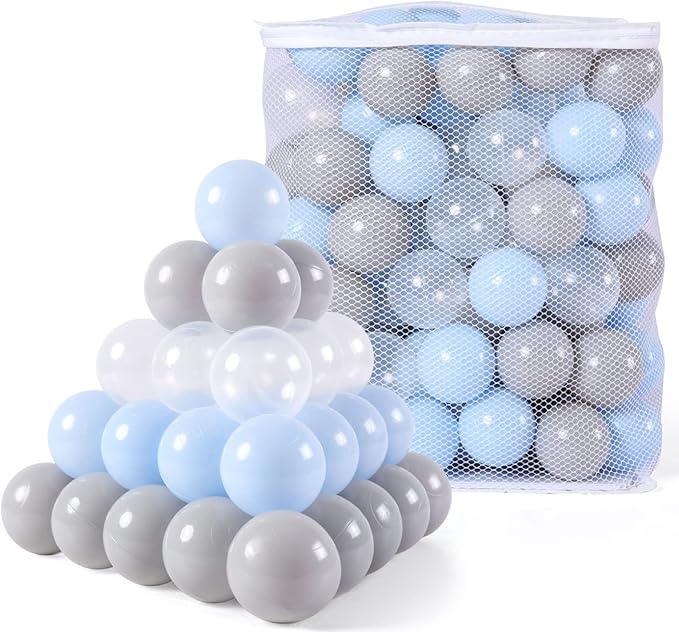 Ball Pit Balls Pack of 100 200 500 - Star and Round Set BPA Free Phthalate Free Non-Toxic Crush Proof Play Balls Soft Plastic Balls for Toddlers Baby Kids Birthday Pool Tent Party